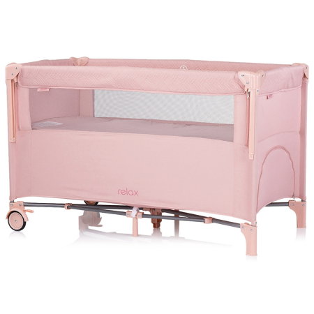 Patut pliabil Chipolino Relax pink marshmallow linen cu laterala culisanta 0 luni [1]