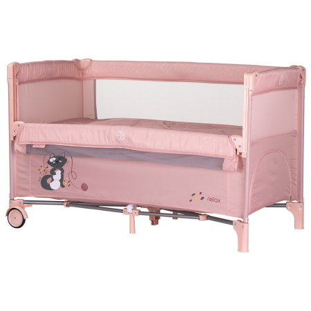 Esential bebe - Patut pliabil Chipolino Relax cu laterala culisanta - Pink marshmallow