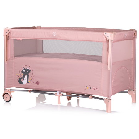 Patut pliabil Chipolino Relax cu laterala culisanta - Pink marshmallow [1]