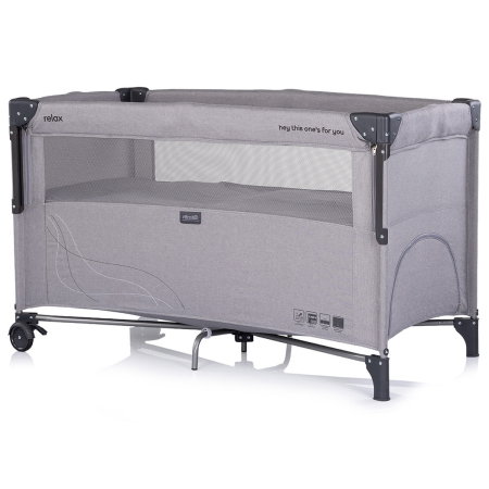 Patut pliabil Chipolino Relax platinum linen cu laterala culisanta [1]