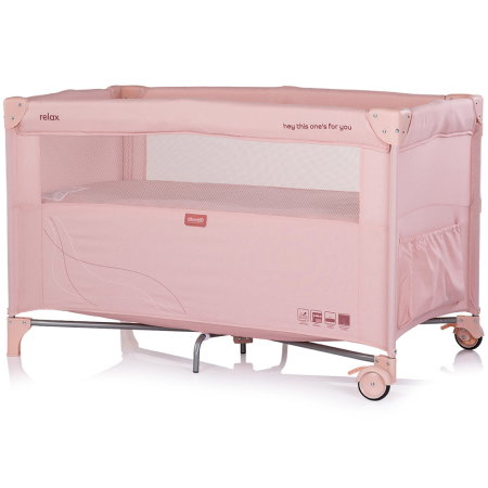 Patut pliabil Chipolino Relax powder pink linen cu laterala culisanta [2]