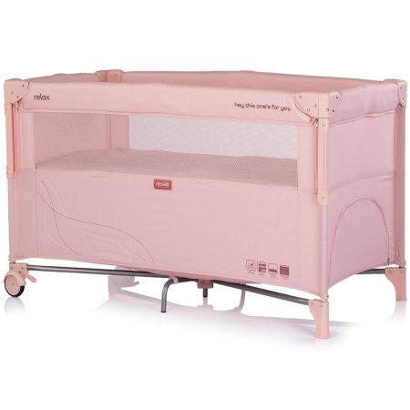 Patut pliabil Chipolino Relax powder pink linen cu laterala culisanta [1]