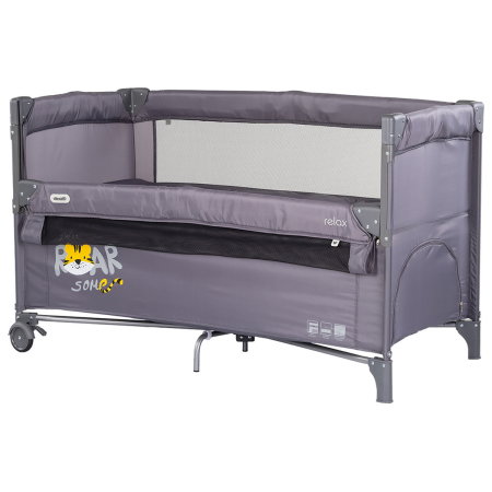 Patuturi pliabile - Patut pliabil Chipolino Relax Tiger charcoal cu laterala culisanta