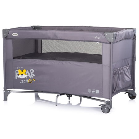 Patut pliabil Chipolino Relax Tiger charcoal cu laterala culisanta [2]