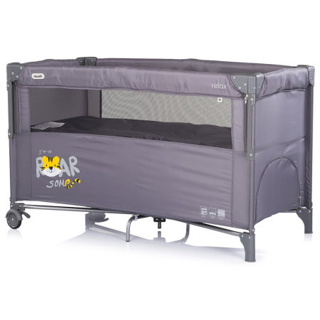 Patut pliabil Chipolino Relax Tiger charcoal cu laterala culisanta [1]