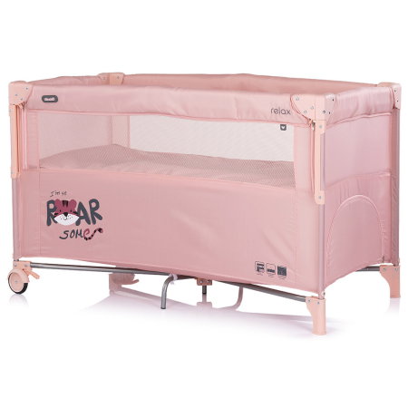 Patut pliabil Chipolino Relax Tiger, laterala culisanta pentru side-sleeping, geanta transport, pana la 15 kg, Powder pink - Roz [1]