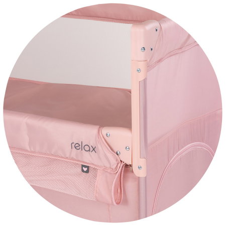 Patut pliabil Chipolino Relax Tiger, laterala culisanta pentru side-sleeping, geanta transport, pana la 15 kg, Powder pink - Roz [6]