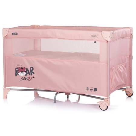 Patut pliabil Chipolino Relax Tiger, laterala culisanta pentru side-sleeping, geanta transport, pana la 15 kg, Powder pink - Roz [2]