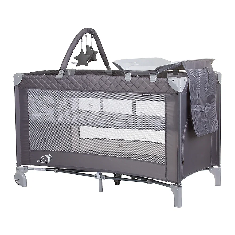 Patuturi pliabile - Patut pliabil cu saltea de infasat Chipolino Luna, Ash grey 0 luni
