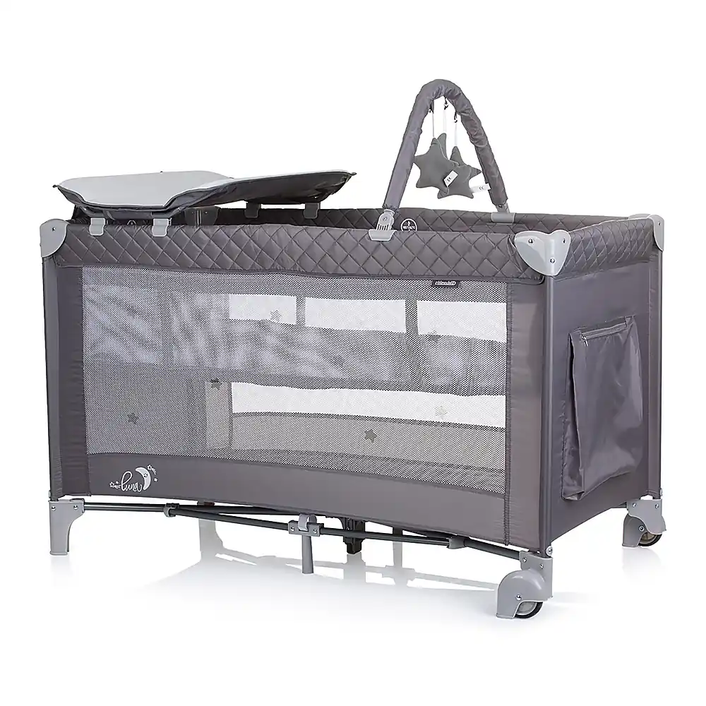 Patut pliabil cu saltea de infasat Chipolino Luna, Ash grey 0 luni [1]