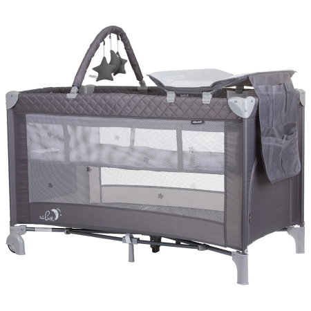 Patuturi pliabile - Patut pliabil cu saltea de infasat Chipolino Luna, Ash grey 0 luni