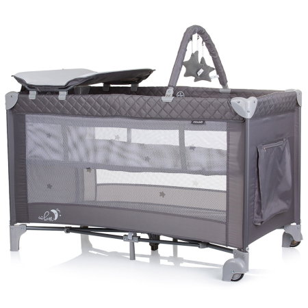 Patut pliabil cu saltea de infasat Chipolino Luna, Ash grey 0 luni [1]