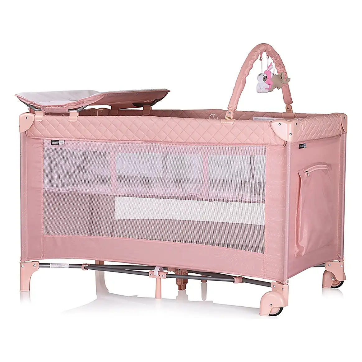 Patut pliabil cu saltea de infasat Chipolino Luna, Pink marshmallow 0 luni [1]