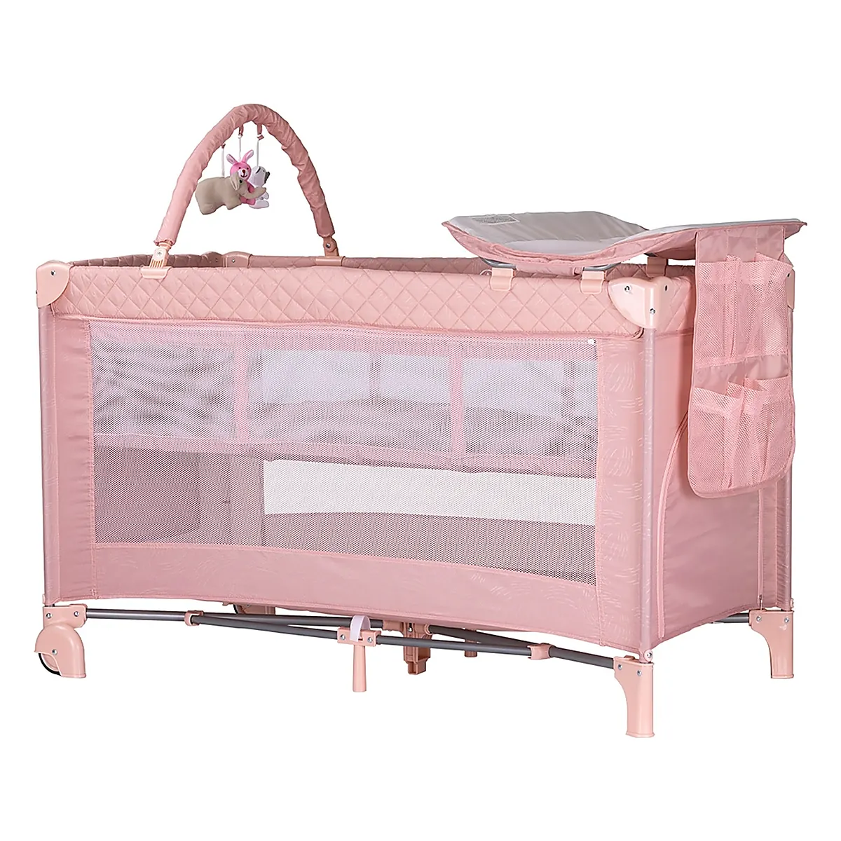 Patuturi pliabile - Patut pliabil cu saltea de infasat Chipolino Luna, Pink marshmallow 0 luni