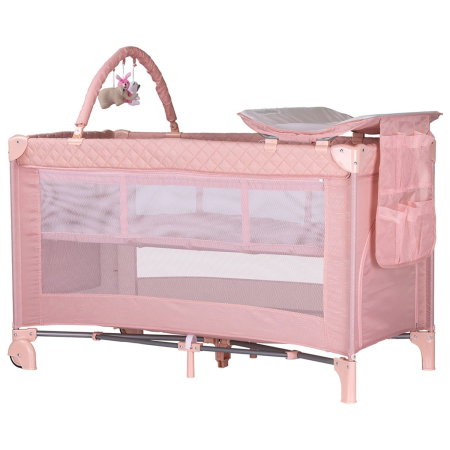 Patuturi pliabile - Patut pliabil cu saltea de infasat Chipolino Luna, Pink marshmallow 0 luni