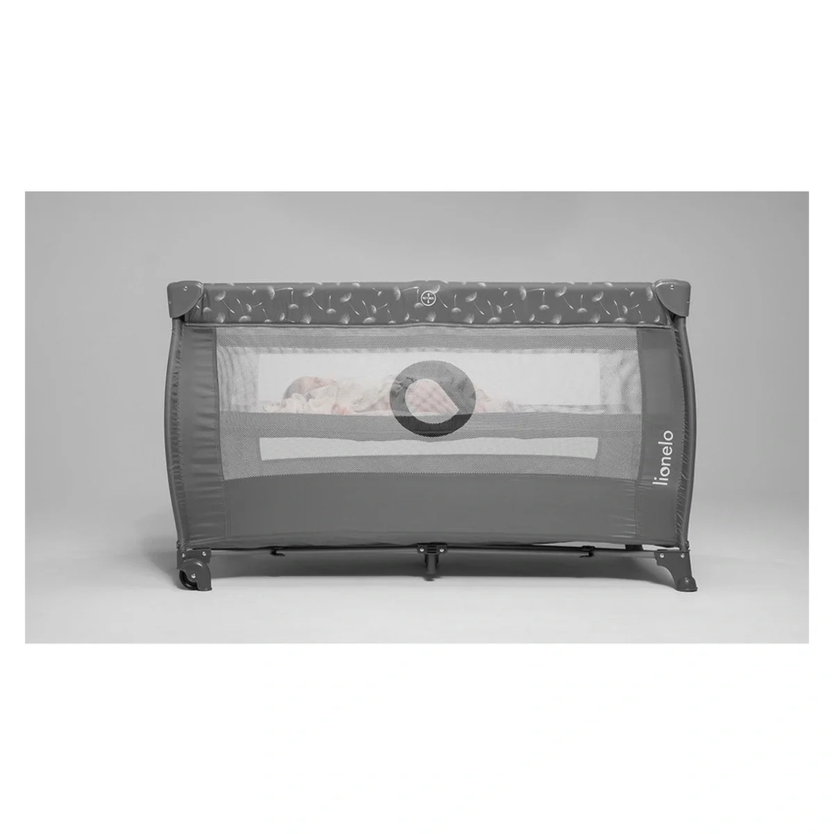 Patut pliant, Lionelo, Stefi Plus, Cu doua nivele, Cu intrare laterala cu fermoar, 2 roti, 120x60 cm, Gri 36 luni [10]