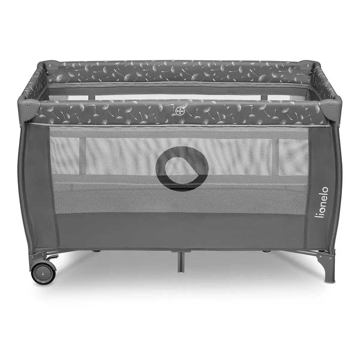 Patut pliant, Lionelo, Stefi Plus, Cu doua nivele, Cu intrare laterala cu fermoar, 2 roti, 120x60 cm, Gri 36 luni [4]