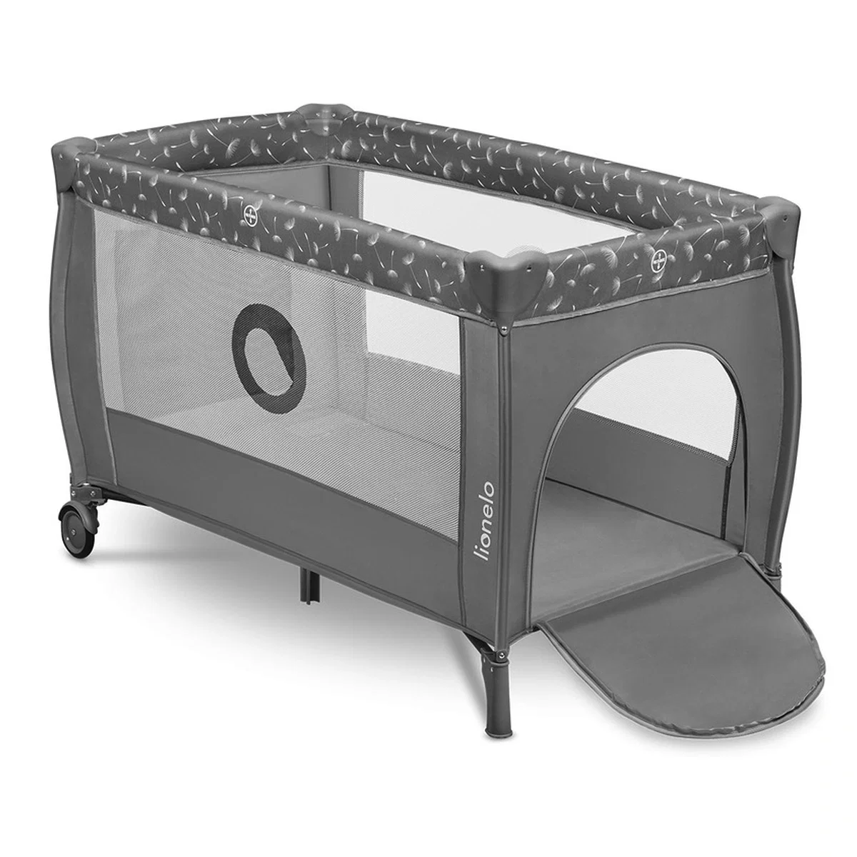 Patuturi pliabile - Patut pliant, Lionelo, Stefi Plus, Cu doua nivele, Cu intrare laterala cu fermoar, 2 roti, 120x60 cm, Gri 36 luni