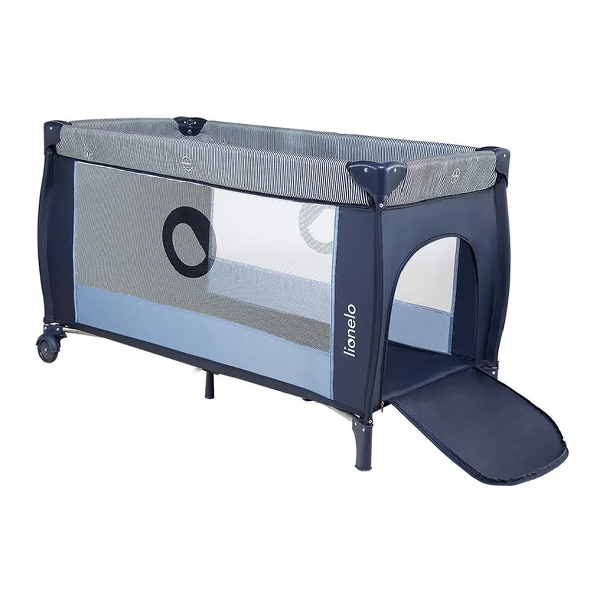 Patut pliant, Lionelo, Sven Plus, 120x60 cm, doua nivele, arcada jucarii, masuta de infasat, Blue Navy 36 luni [16]