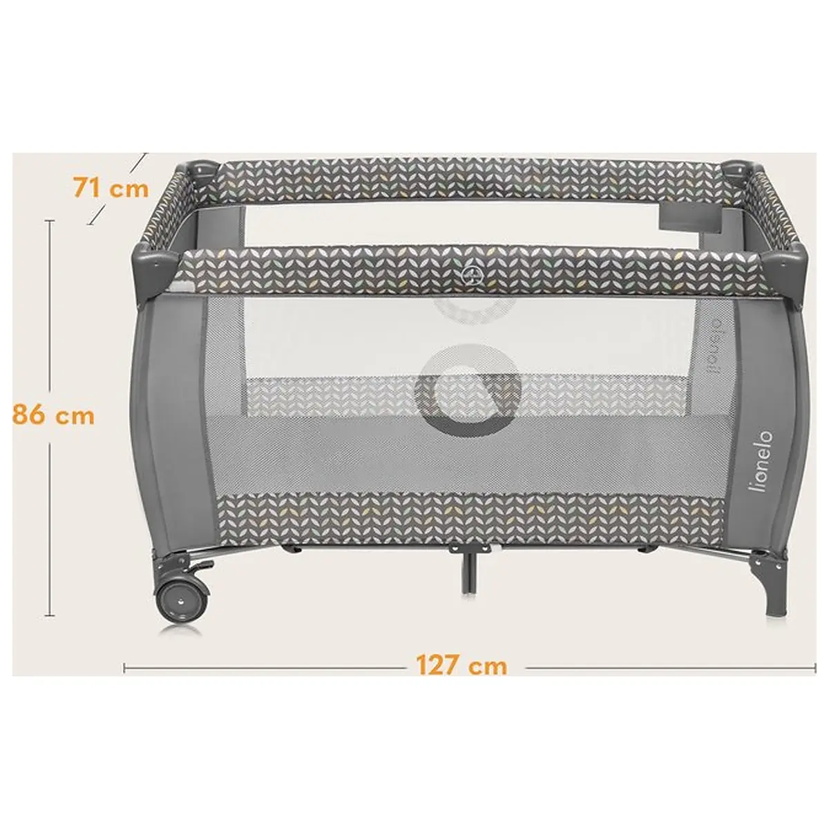 Patut pliant, Lionelo, Sven Plus, 120x60 cm, doua nivele, arcada jucarii, masuta de infasat, Grey Scandi 36 luni [22]