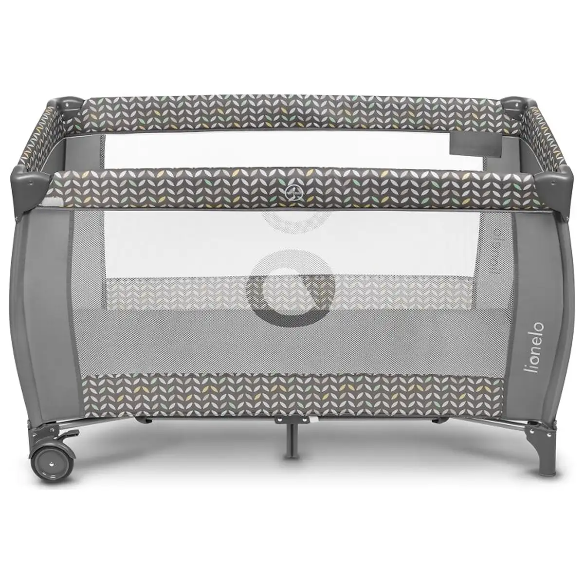 Patut pliant, Lionelo, Sven Plus, 120x60 cm, doua nivele, arcada jucarii, masuta de infasat, Grey Scandi 36 luni [7]