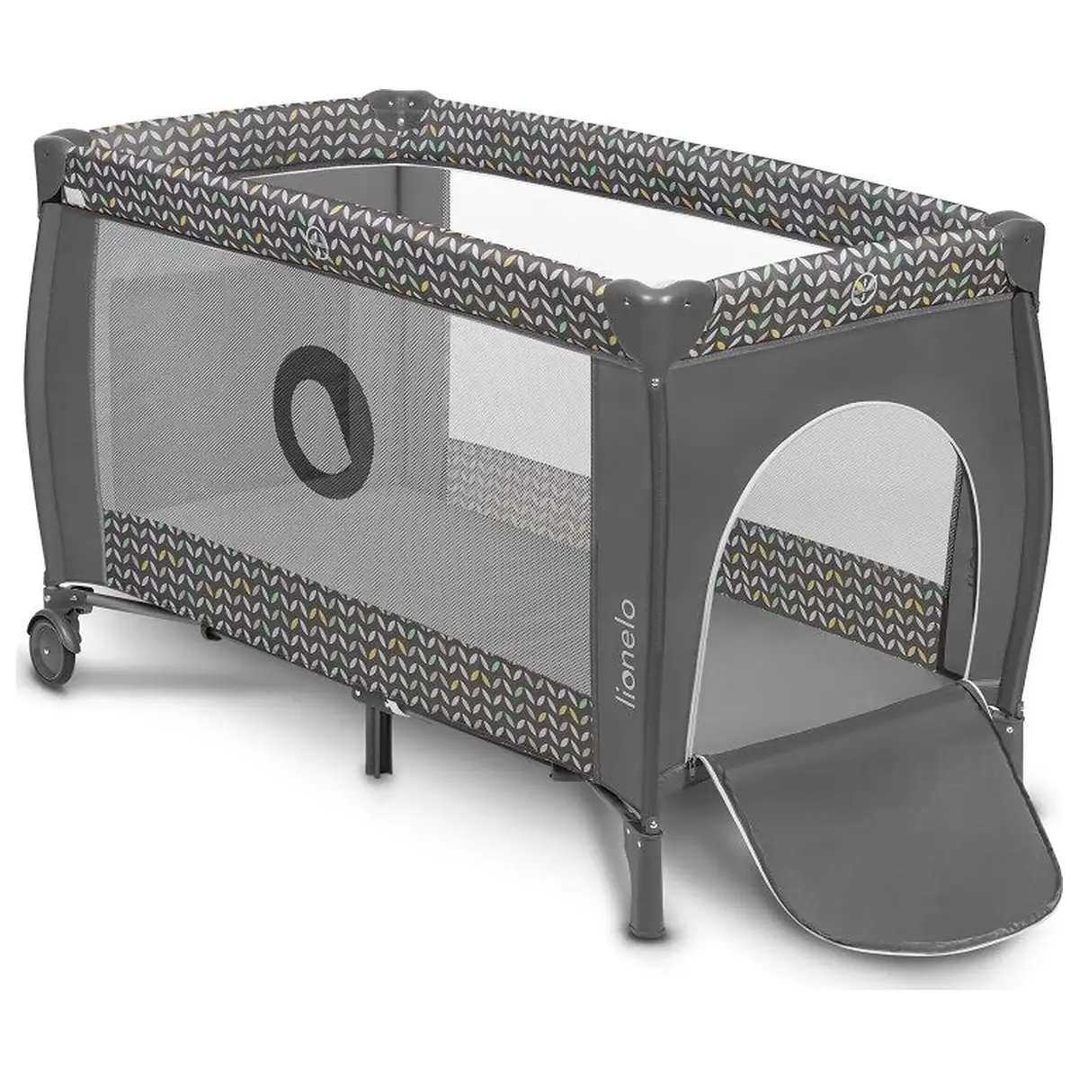 Patut pliant, Lionelo, Sven Plus, 120x60 cm, doua nivele, arcada jucarii, masuta de infasat, Grey Scandi 36 luni [6]