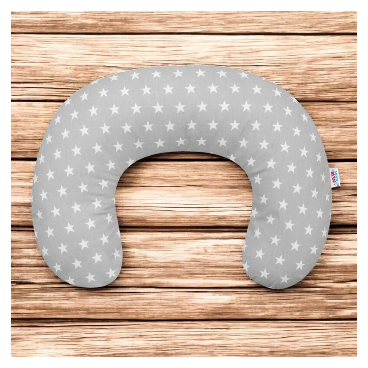 Perna alaptare, New Baby, Diametru 16 cm, Bumbac antialergic, Husa detasabila, Stars Grey [1]