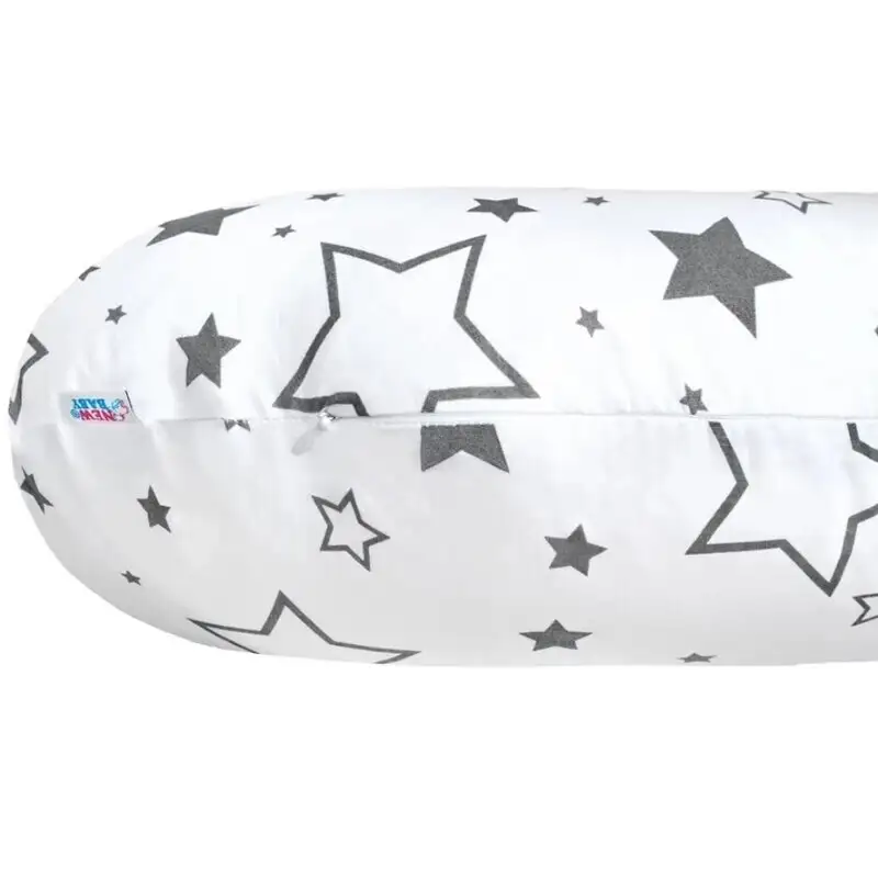 Perna alaptare, New Baby, Stelute, Cu husa detasabila, Din bumbac, 125x16 cm, Gri [1]