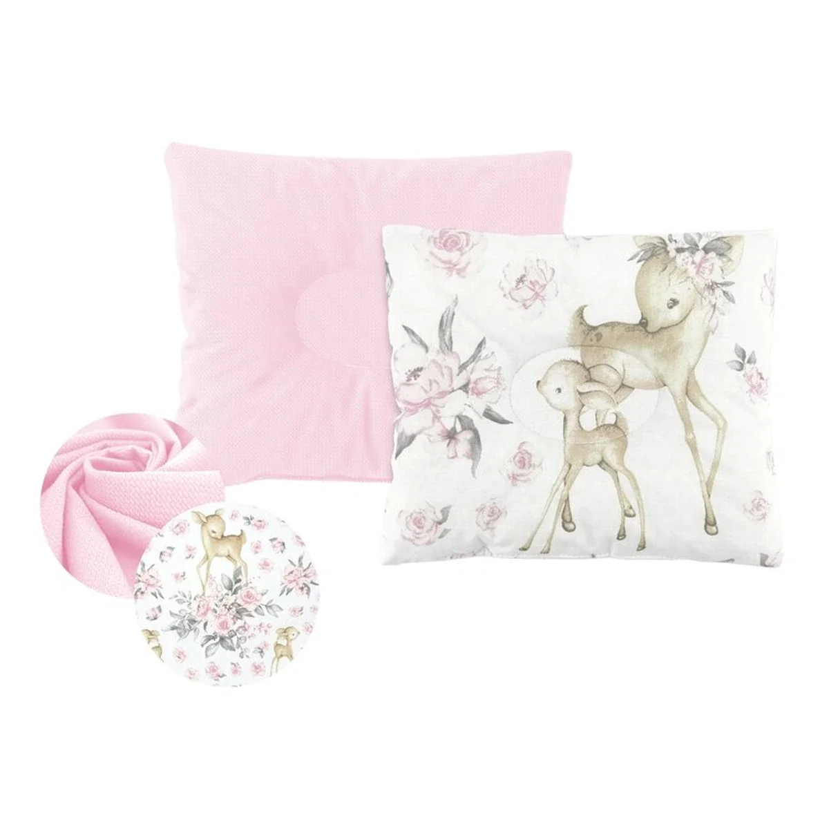 Perna bebelus, MimiNu, Cu doua fete, functie anti-soc, catifea si bumbac, 23x26 cm, Velvet Sweet Deer/Pink [1]