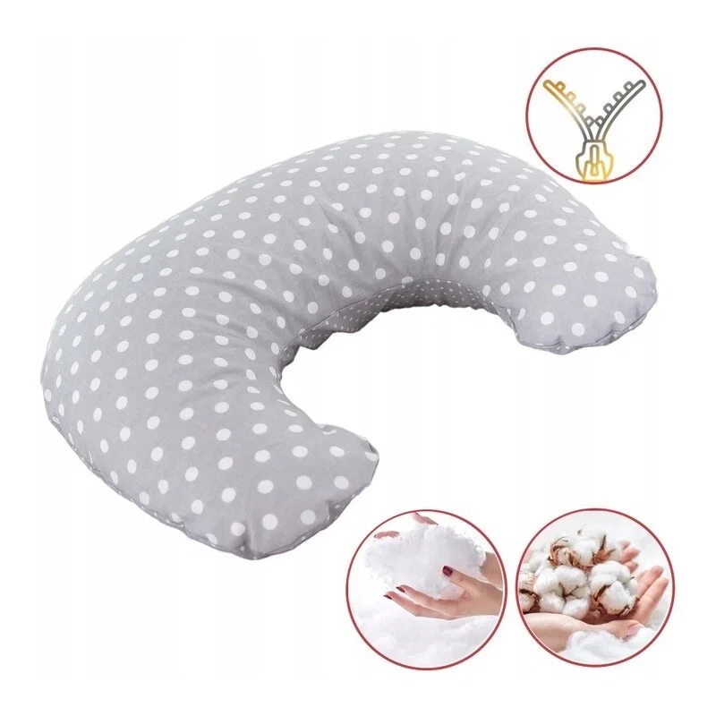 Perna pentru alaptat, Bocioland, Gray Pea, Cu husa detasabila, Din bumbac, 50x18 cm, Gri [2]