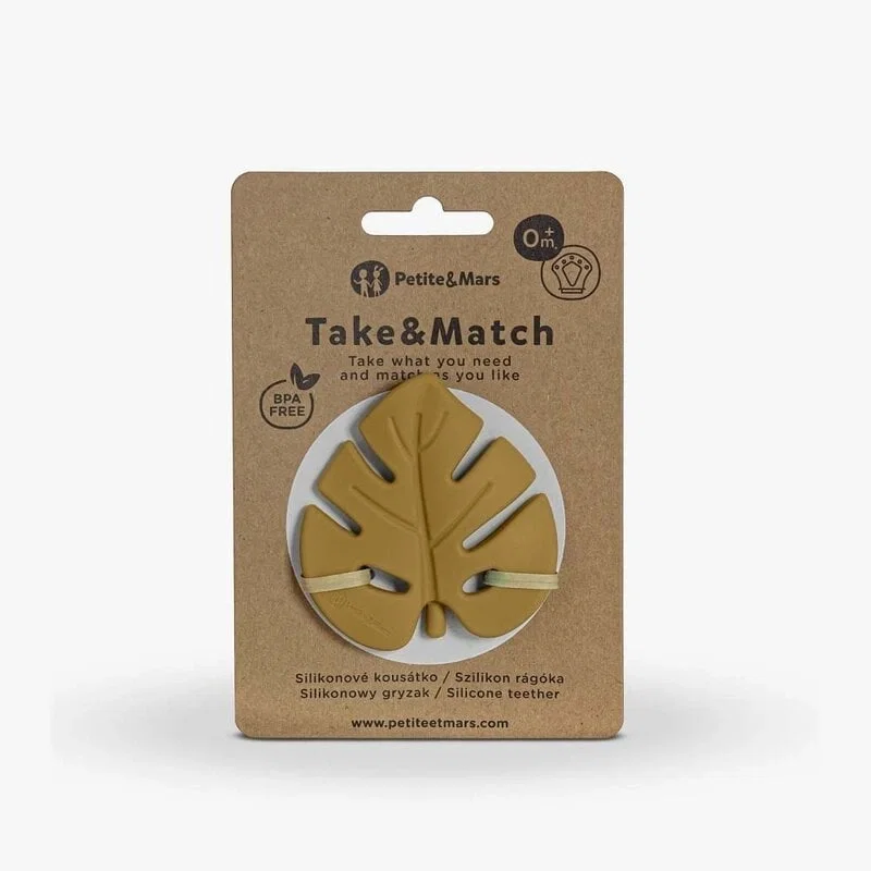 Petite&Mars - Jucarie de dentitie TAKE&MATCH, Din silicon, Fara BPA, Racire in frigider, Ocru [1]