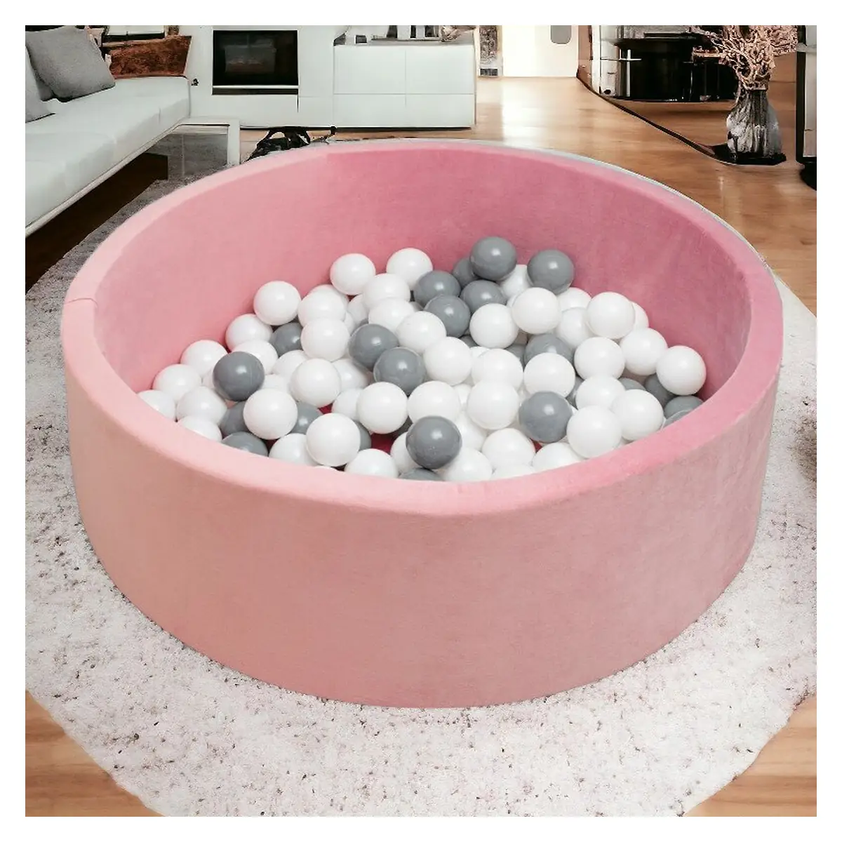 Piscina uscata, New Baby, Cu 150 de bile (Alb, gri), 83 x 83 x 30 cm, Pink 6 luni [2]
