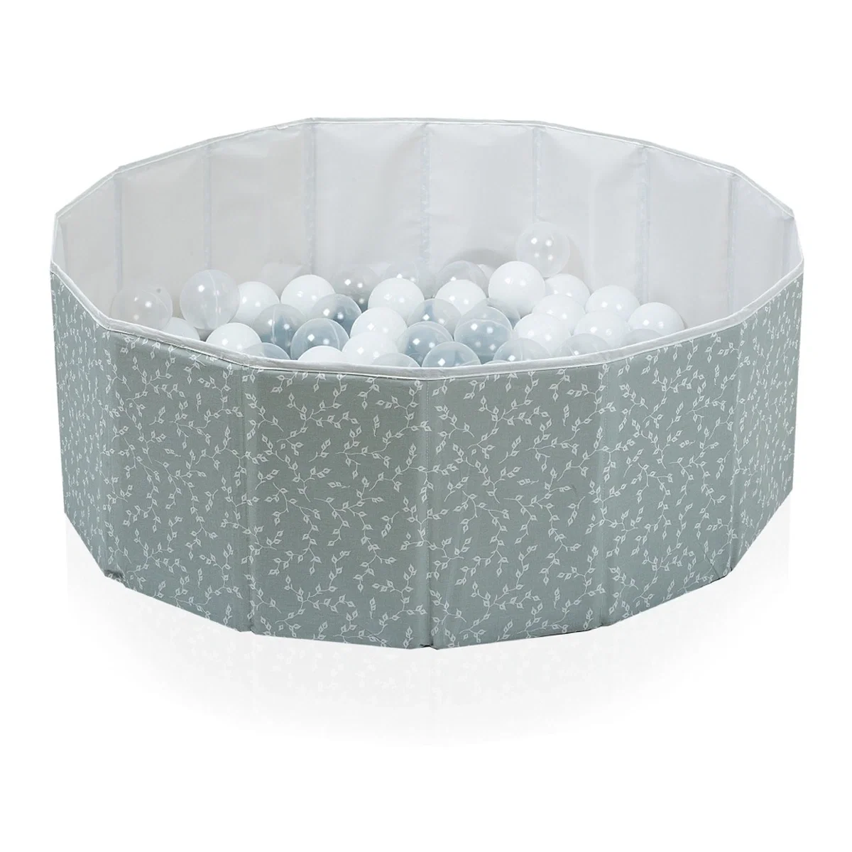 Piscine cu bile - Piscina uscata pliabila cu bile, BabyJem, 30x83 cm, 100 bile albe, verde 6 luni+