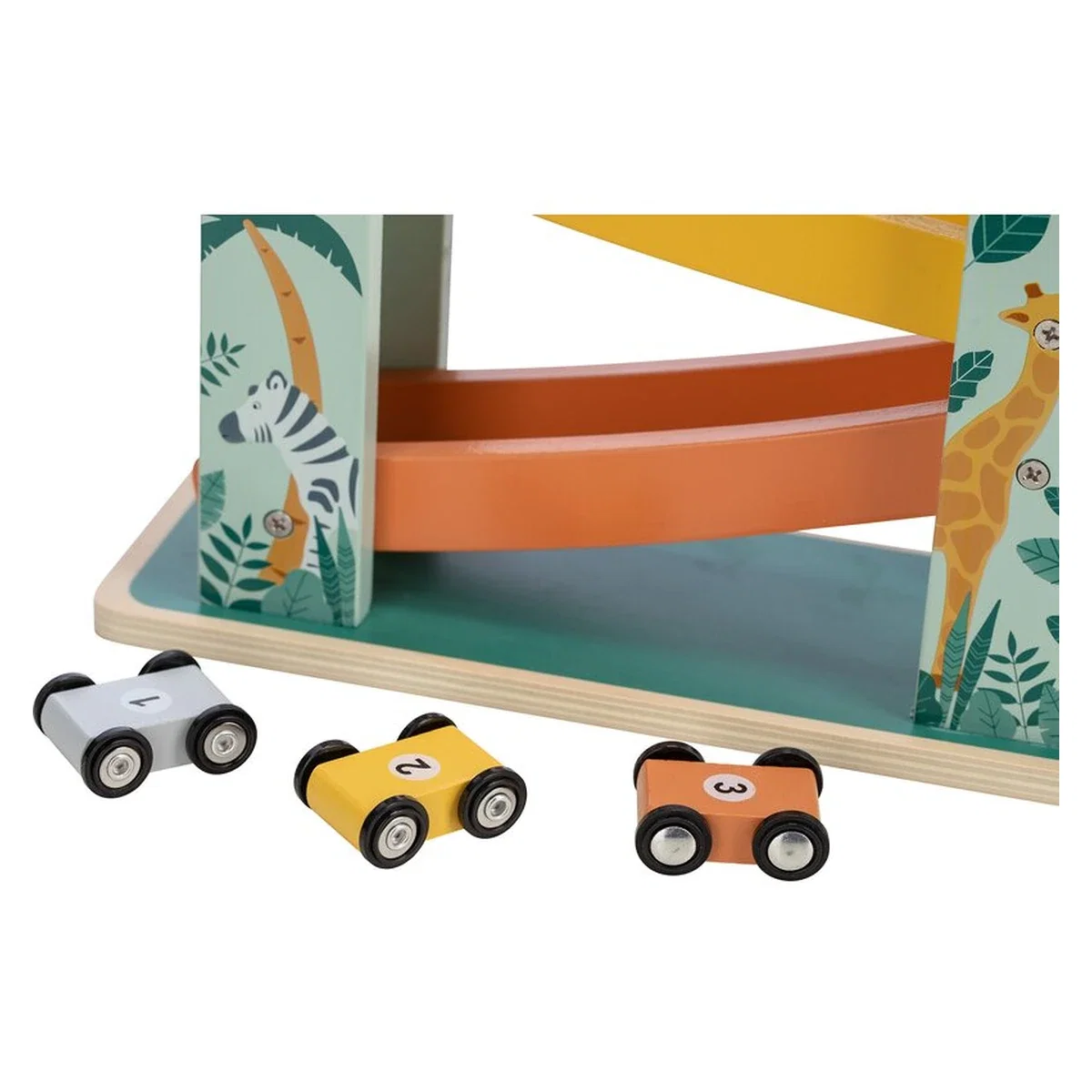 Pista de masini, Din lemn, Cu 3 masinute incluse, 26.9 x 23.6 x 7 cm Free2Play 18 luni [3]
