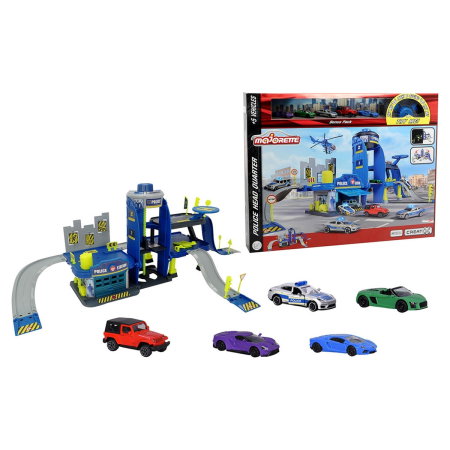 Masinute, trenulete, avioane - Pista de masini Majorette Creatix Police cu 5 masinute 3 ani +