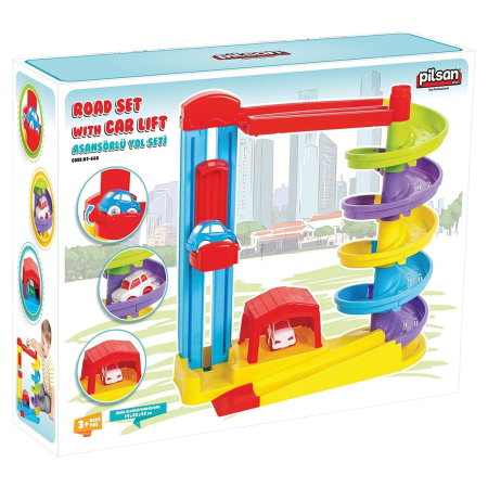 Pista de masini Road Set with Car Lift cu 2 masinute Pilsan 3 ani + [2]