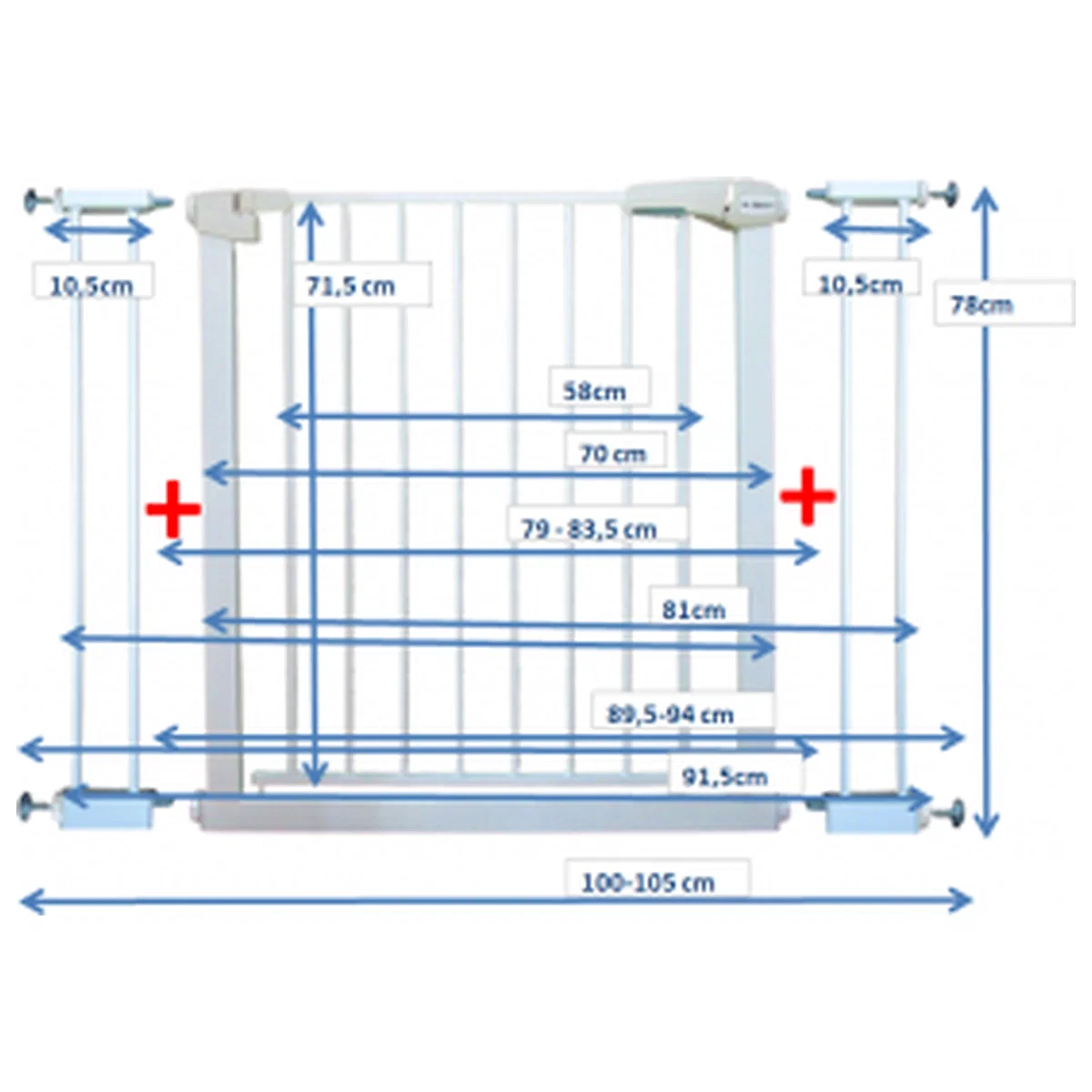 Poarta de siguranta din metal 79-105 cm R-Sport S2 - Alb [2]