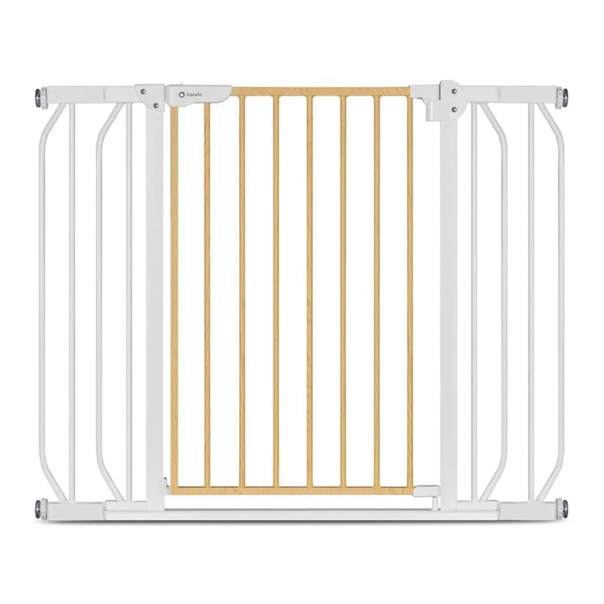 Porti de siguranta - Poarta de siguranta prin presiune Truus Slim, 105 cm, Conform cu standardul europeane de securitate EN1930, Alb/Natur