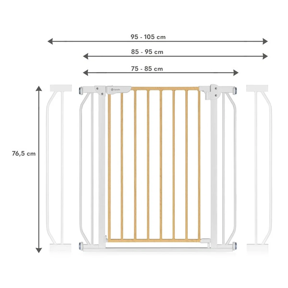 Poarta de siguranta prin presiune Truus Slim, 105 cm, Conform cu standardul europeane de securitate EN1930, Alb/Natur [17]
