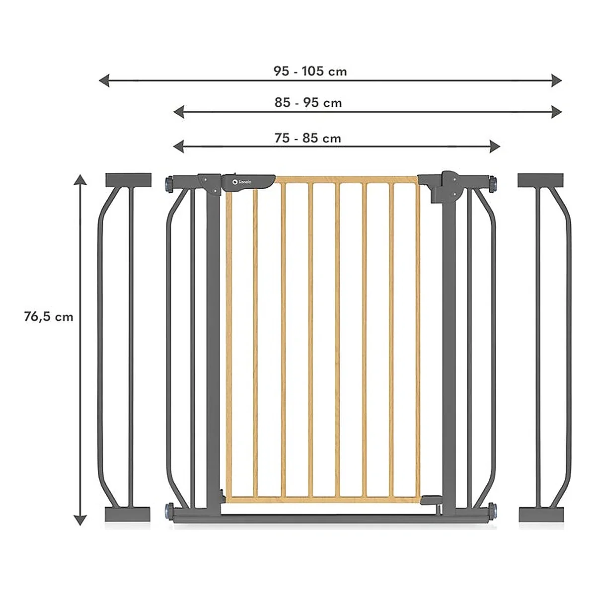 Poarta de siguranta prin presiune Truus Slim, 105 cm, Conform cu standardul europeane de securitate EN1930, Gri/Natur [17]