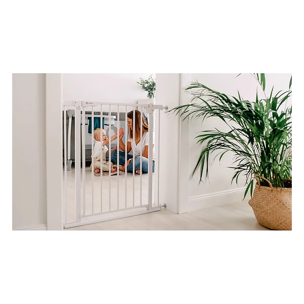 Poarta de siguranta prin presiune Truus Slim, 105 cm, Conform cu standardul europeane de securitate EN1930, Gri/Natur [18]