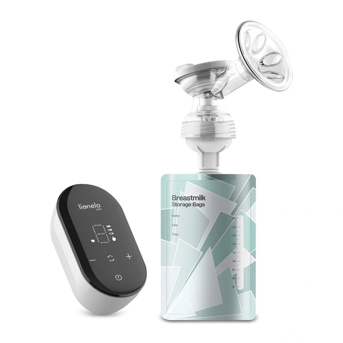 Pompa de san, Lionelo, Fidi Go, Functie de masaj, Autonomie pana la 90 min, Afisaj LED, Cu accesorii, Gri Pal 2 ani [8]