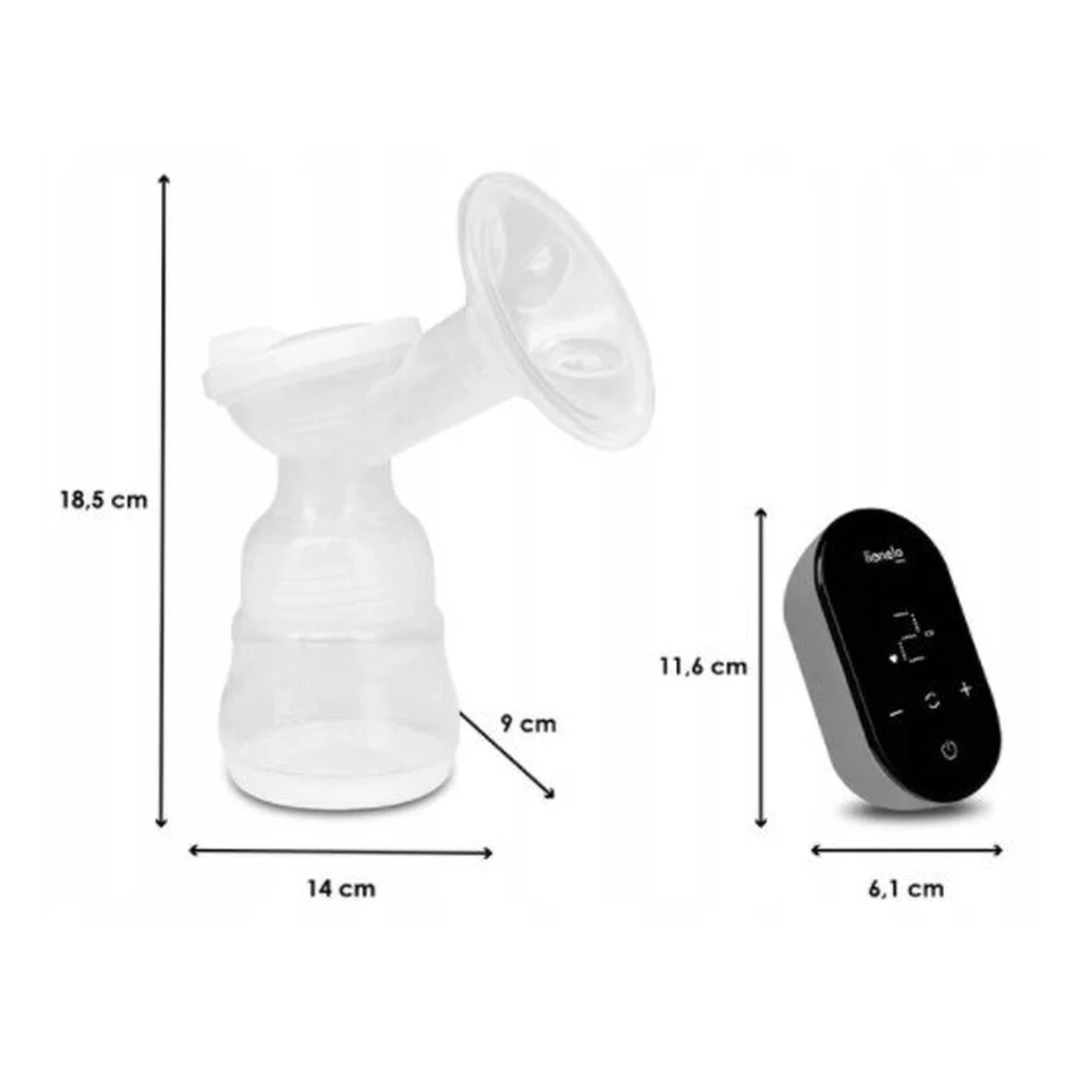 Pompa de san, Lionelo, Fidi Go, Functie de masaj, Autonomie pana la 90 min, Afisaj LED, Cu accesorii, Gri Pal 2 ani [28]