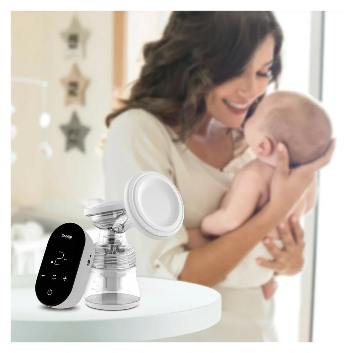 Pompa de san, Lionelo, Fidi Go, Functie de masaj, Autonomie pana la 90 min, Afisaj LED, Cu accesorii, Gri Pal 2 ani [4]