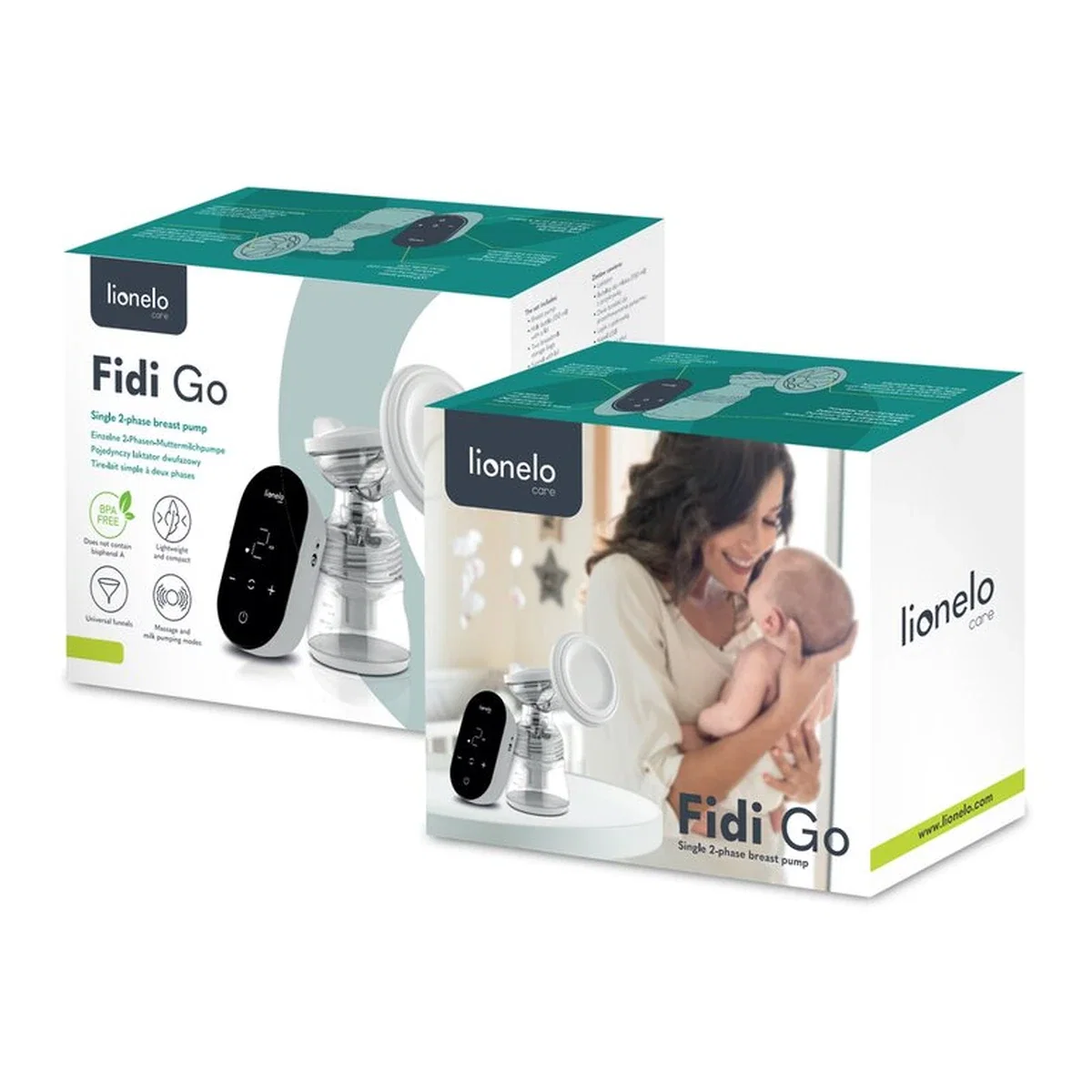 Pompa de san, Lionelo, Fidi Go, Functie de masaj, Autonomie pana la 90 min, Afisaj LED, Cu accesorii, Gri Pal 2 ani [29]