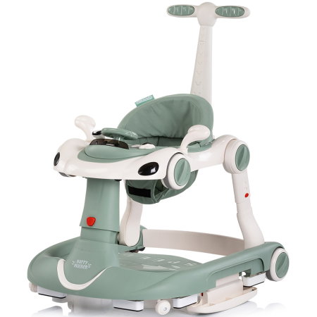 Premergator Chipolino Happy Walker 5 in 1, pana la 12 kg, panou muzical, sezut ajustabil, maner parental, copertina, Verde [3]