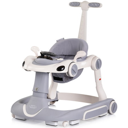 Premergator Chipolino Happy Walker 5 in 1, pana la 12 kg, panou muzical, sezut ajustabil, maner parental, copertina, Gri [1]