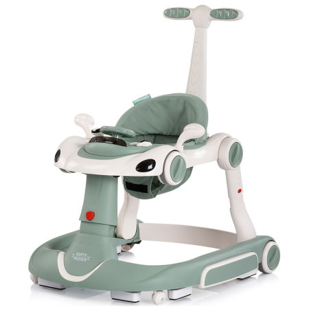 Premergator Chipolino Happy Walker 5 in 1, pana la 12 kg, panou muzical, sezut ajustabil, maner parental, copertina, Verde [1]