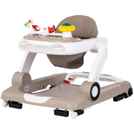 Jucarii - Premergator Chipolino Little Explorer 4 in 1, pana la 12 kg, sezut ajustabil, pliere usoara, panou muzical, Bej