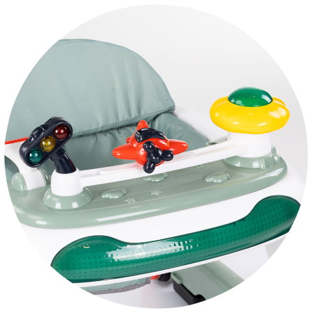 Premergator Chipolino Little Explorer 4 in 1, pana la 12 kg, sezut ajustabil, pliere usoara, panou muzical, Verde [6]